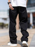 Black baggy jeans with white contrast trim