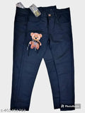 Mens cotton blend solid net teddy bear print denim jeans for stylish comfort and fun movement, size 28/30/32