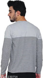 Striped cotton men's full sleeve t-shirt, long sleeves, size S (chest size: 36 in, length size: 27 in), made in India