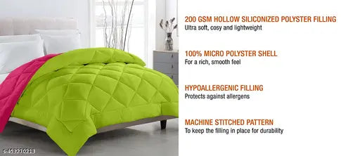 Extra soft, reversible microfiber comforter (220 GSM), all-weather peached fabric, single bed (60x90 inches). Durable and versatile luxury bedding for year-round comfort