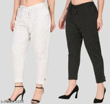 Textured net cotton women's pants pack of 2, various sizes from XXS to XXXL. Made in India