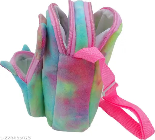 Soft, pastel pink plush shoulder bag, fluffy fabric
