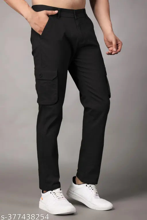 Stylish cotton cargo pants by ZAYSH, solid net color, six pockets, size 32 (waist 32", length 40", hip 38")