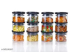 Black air tight storage containers, stackable and modular, 12 set for kitchen storage