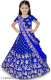 Beautiful embroidered taffeta silk kids lehenga choli, India