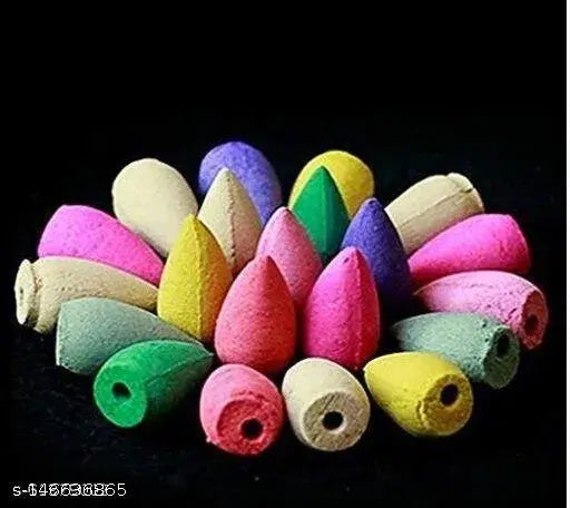 Wooden backflow incense cones, set of 40 units with rose, lavender, jasmine, and sandalwood fragrance for puja and meditation
