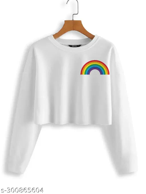 Women's printed cotton tops, long sleeves, vibrant Indian print - XS (34in bust, 17in length)