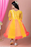 Premium fully embroidered twin color combination girls dress with full sleeves, suitable for ethnic and party wear