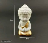 White, gold, meditation, buddha, figurine