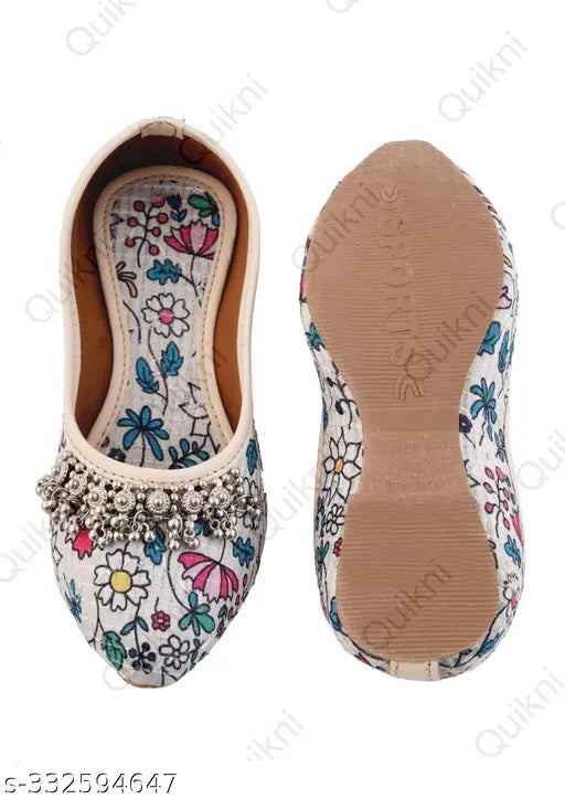 PVC floral print textile Jutti for kids girls, comfortable and stylish slip-on footwear from Quikni brand