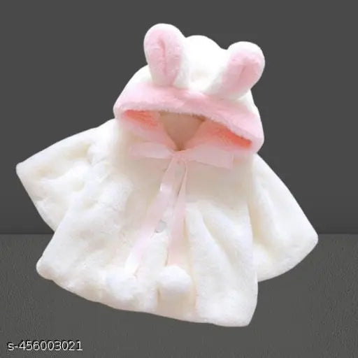 Pink cotton coat with bunny ears and pink lining