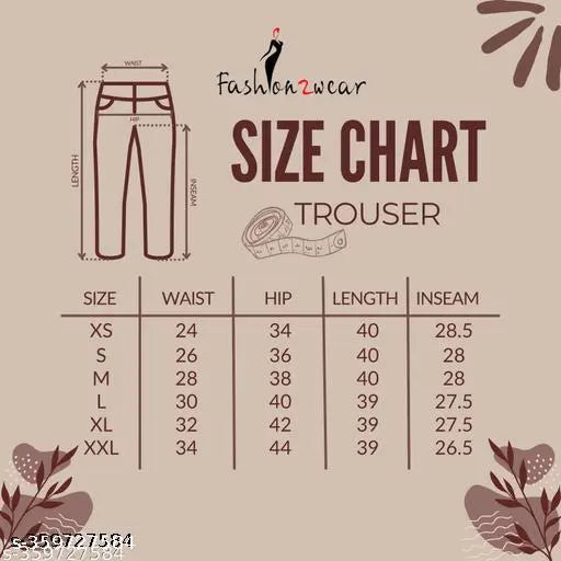 Black bell-bottom trousers from Fashion2wear, size chart included