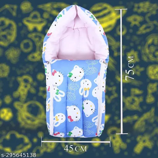 Cotton printed net 2-in-1 baby sleeping bag & carry bag for ages 0-9 months by Kukraila Enterprises, suitable for travel and sleep