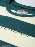 Multicolored striped oversized T-shirt with Amsterdam inscription