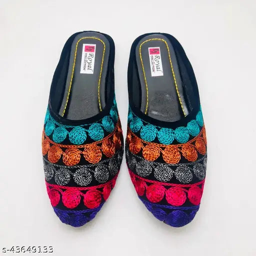 Synthetic leather embellished Ravishing Women Bellies Ballerinas, various sizes: IND-4 to IND-9 from India