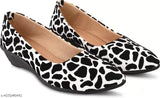 White and black animal print shoes, flat-style flats