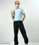 Blue cotton baggy men's 6 pocket pants
