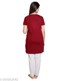 Soft and breathable printed cotton blend round neck nightsuit for women and girls, AZF brand