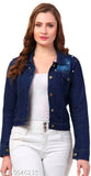 Denim women's coat with long sleeves, solid light blue color, trendy design by Dimpy Garments