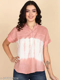 Maaesa Rayon slub top, solid half sleeve in various tie-dye colors - Indian artisan crafted rayon fashion