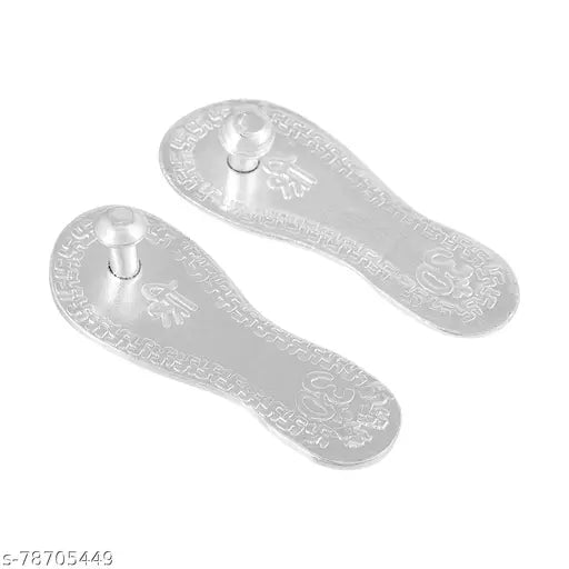 Silver-plated brass Shree Laxmi Charan Paduka and Shree Narayan Charan God idols from India
