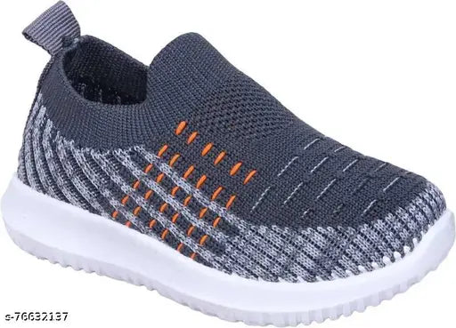 Gray, orange, and black kids slip-on shoes