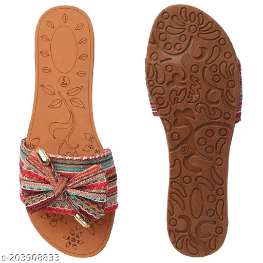 Synthetic leather embellished net casual flats, lightweight & comfortable, Indian brand Naitik