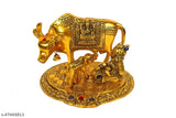 Metal Kamdhenu statue: Voguish Idols figurine, traditional Indian home decor for puja or display