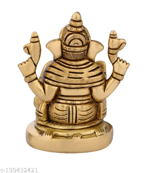 Brass Ganesh idol, 2.5 inch x 3.5 inch x 2 inch, handcrafted Indian spiritual decor
