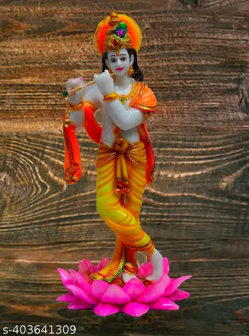 Marble Krishna idol, 5.5x5.5x11 inch Lord Kamal Krishna showpiece from ASHA ART, Indian craftsmanship