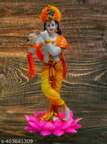 Marble Krishna idol, 5.5x5.5x11 inch Lord Kamal Krishna showpiece from ASHA ART, Indian craftsmanship