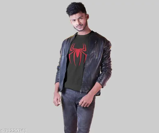 Blue premium biowashed Spiderman t-shirt for men, cotton, short sleeves, printed logo