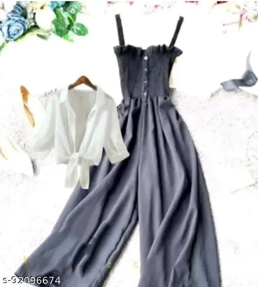 Indian striped poly crepe jumpsuit, ideal for casual outings - S (34-28-48), M (36-30-48)