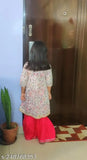 Cotton Nusrat Anarkali Kurti & Sharara Set, vibrant printed design with Gota lace, infant clothing from India (12-18M, 18-24M)