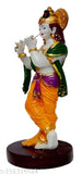 Multicolor polyresin Lord Krishna showpiece, intricately handcrafted Indian art. Detailed 12cm x 10cm x 28cm statue