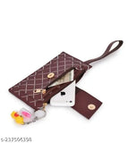Purple leather clutch wallet with multiple card slots and RFID protection