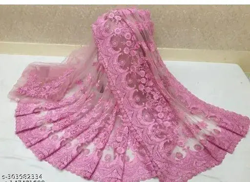 New styli fancy net saree with embroidered solid blouse, free size from India