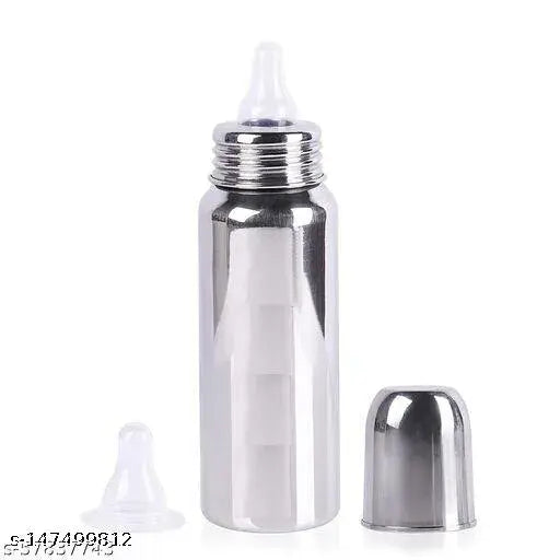 Yellow stainless steel premium baby feeding bottle with hot case cover (250ml), easy-to-hold design, BPA-free, dishwasher safe