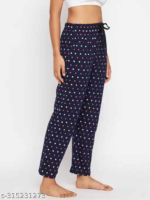 Navy blue cotton pyjamas with coral print, night dress lounge wear combo for women and girls