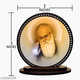 Beautiful wooden Guru Nanak Dev Ji car idol, Indian-made religious showpiece for positive vibes in car interior