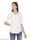 Rayon half-sleeve casual tunic top, solid color for office or everyday wear