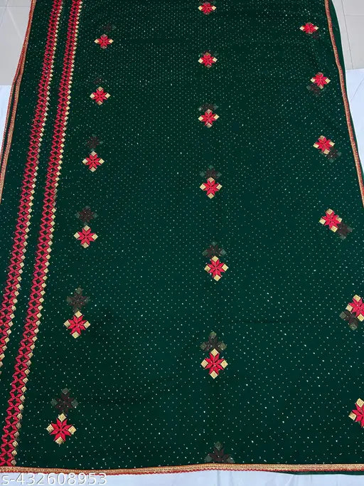 Georgette fabric, hevy hot fix work, intricate embroidery, traditional saree