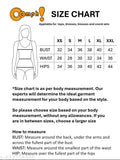 Stertchable ribbed wraparound skirt for women, size chart available for tops, dresses, and bottoms. Choose your measurement in the size guide and place your order