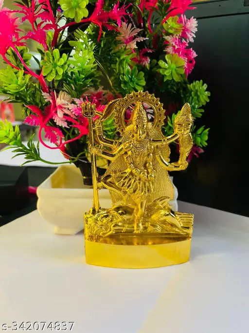 Metal Kali Mata Murti, handcrafted Goddess Maha Kali statue for temple or home decor, 3"x5"x0.5", Diwali gift from India