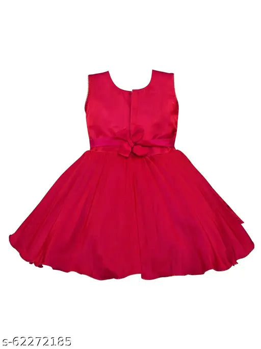 Pink satin frocks dress by Silver Kraft, embellished net design, sleeveless, 3-6 months size, India origin