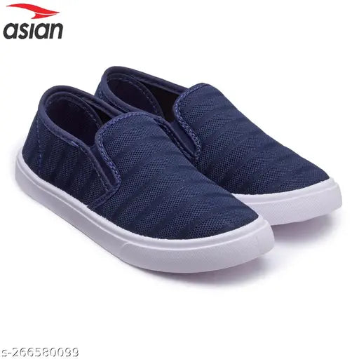 Boys casual slip on sneaker, light blue fabric, ASiAN brand