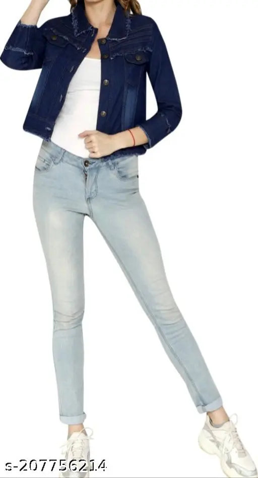 Jeans jacket, light blue denim, girls' casual wear