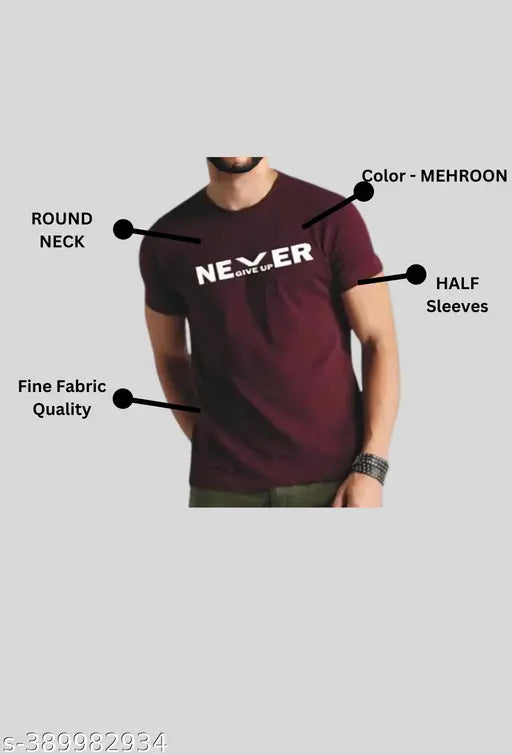 Black polyester men's round neck t-shirt with printed design, soft and breathable, S-XXXL sizes available