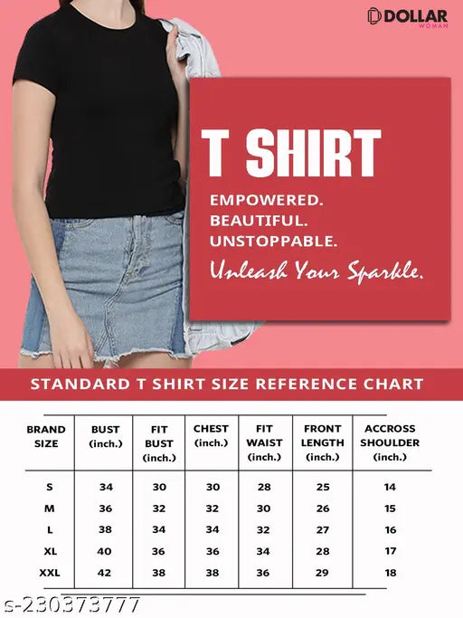 Black cotton t-shirt, short sleeves, Dollar Women's Solid Round Neck design - ideal for activewear and daily casual use