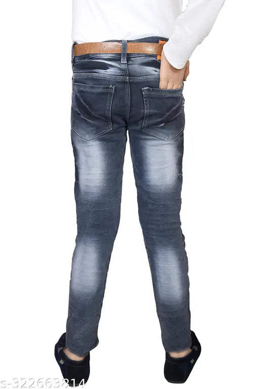 Denim jeans from Galata Collection for boy's kid, solid pattern, India-made (size 24/42in or size 26/42in)
